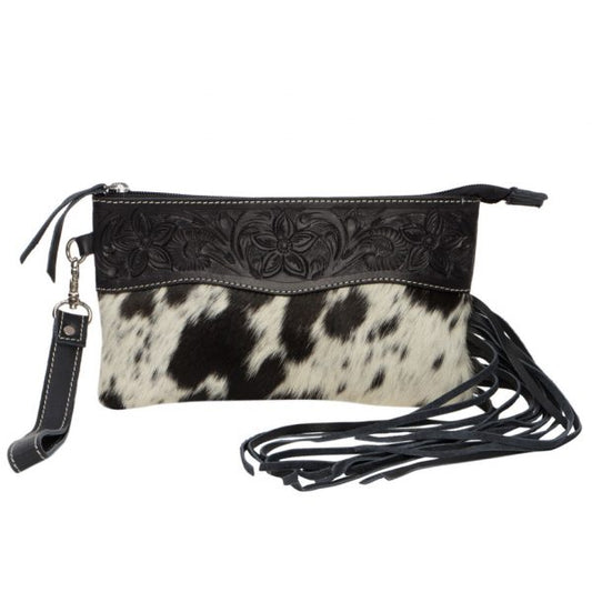 Tooling Leather Fringed Cowhide Clutch - Salvador