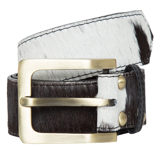 Thick Belt – Black and White Cowhide Belt
