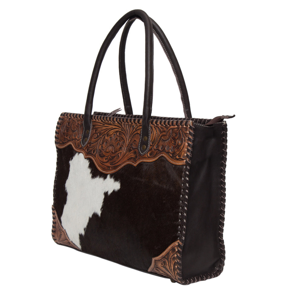 Tooling Leather Large Cowhide Tote Bag - Caracas