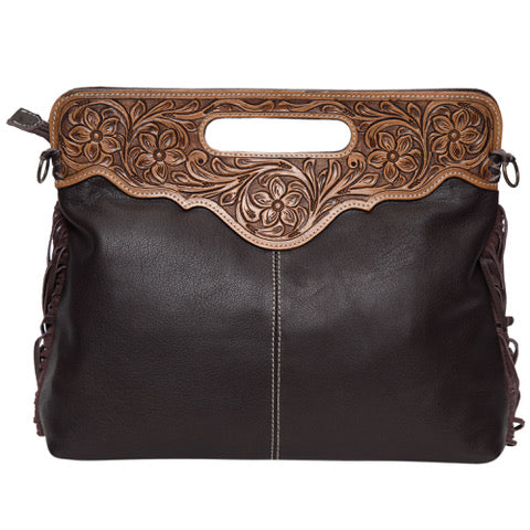 Tooling Leather Fringed Cowhide Bag - Cusco