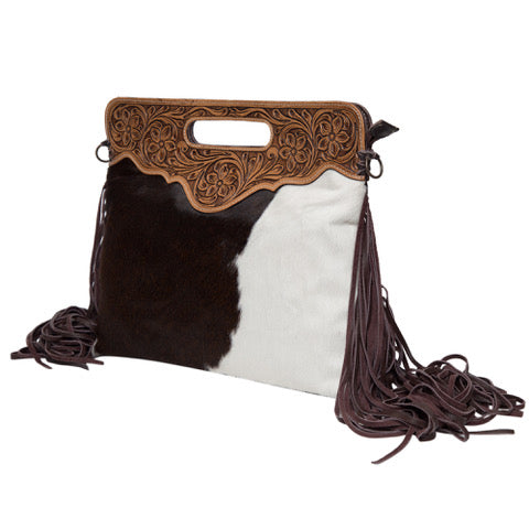 Tooling Leather Fringed Cowhide Bag - Cusco