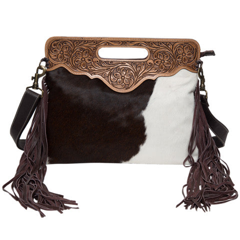 Tooling Leather Fringed Cowhide Bag - Cusco