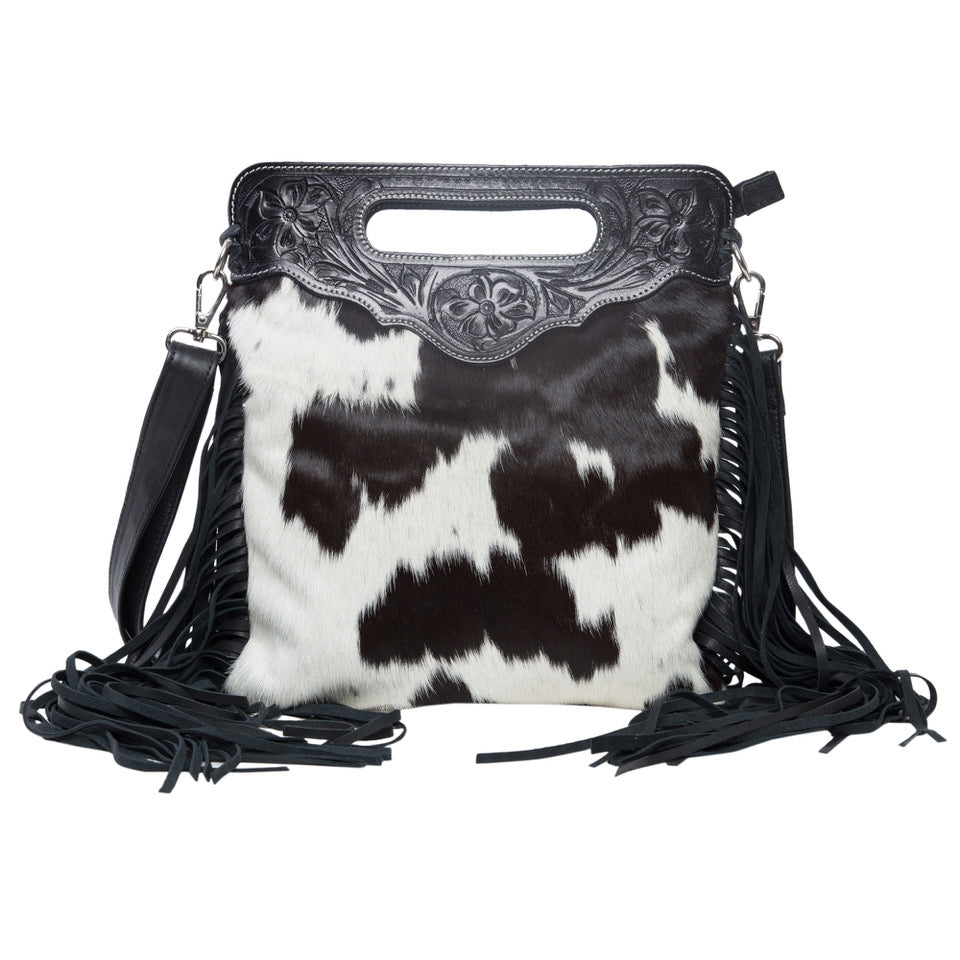 Tooling Leather Fringed Sling Cowhide Bag - Cali Fringe