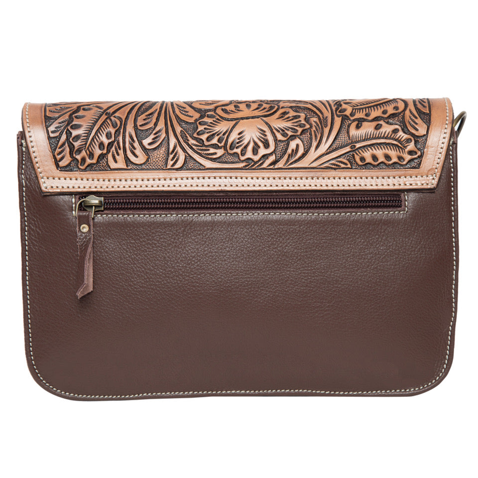 Tooling and Handweave Leather Cowhide Flap Bag - Panama