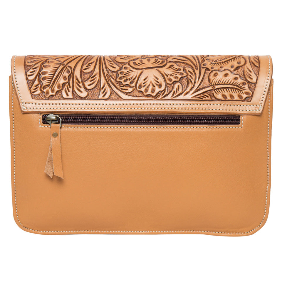 Tooling and Handweave Leather Cowhide Flap Bag - Panama