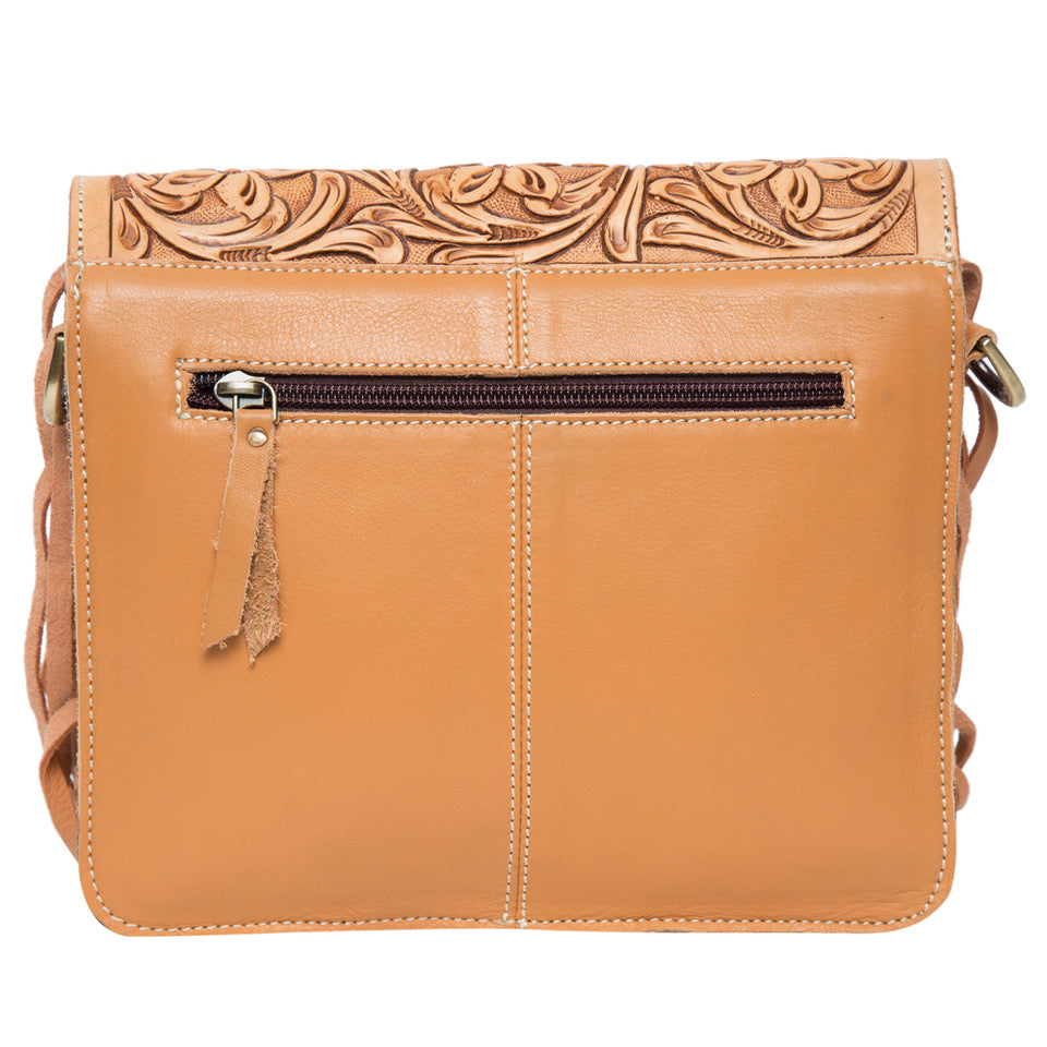 Tooling Leather Fringed Flap Bag - Bogota