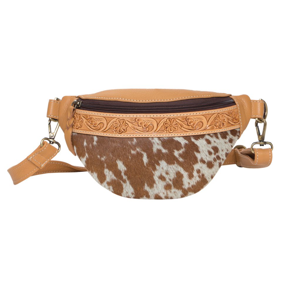 Tooling Leather Cowhide Belt Bag - Fanny