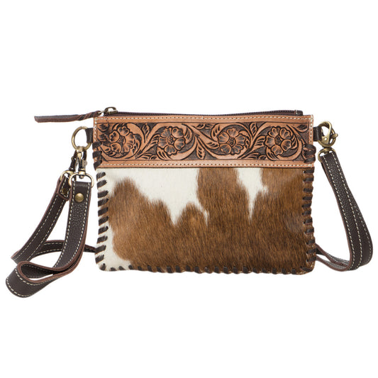 Tooling and Handweave Leather Cowhide Clutch Bag - Volcan