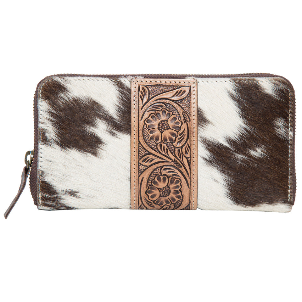 Tooling Leather Zipper Cowhide Wallet - Salta