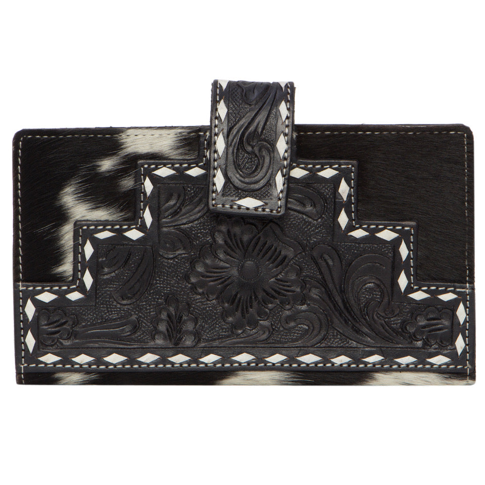 Tooling Leather Button Cowhide Wallet - Manta