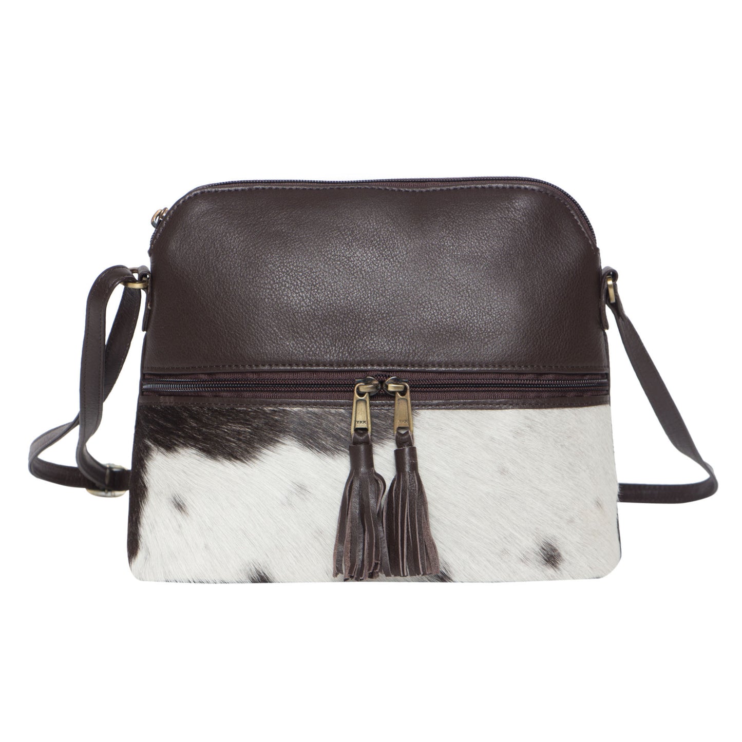 Front Zipper Cowhide Sling Bag - Finland