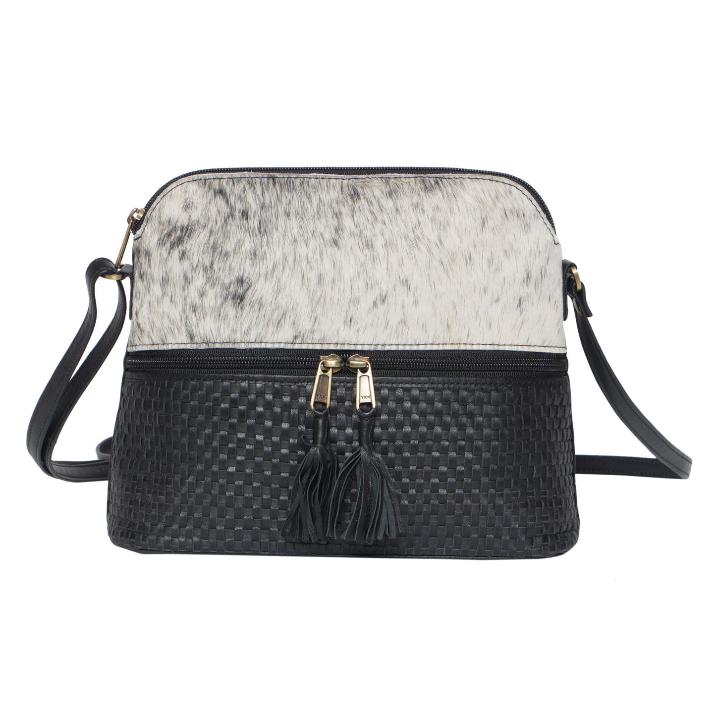 Front Zipper Cowhide Sling Bag - Finland