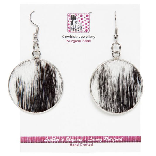 Cowhide Round Drop Earrings - Sudan