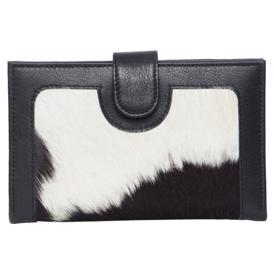 Cowhide Button Flap Wallet - Black and White - Los Angeles