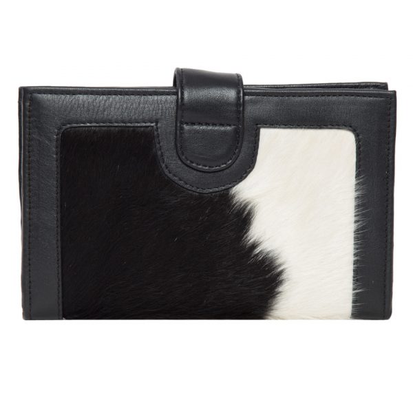 Cowhide Button Flap Wallet - Black and White - Los Angeles