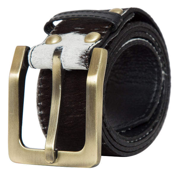 Thick Belt – Black and White Cowhide Belt