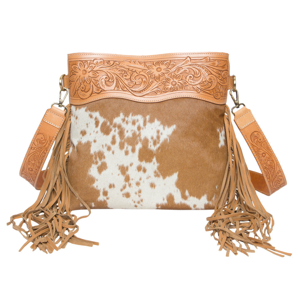 Tooling Leather Medium Fringed Sling Cowhide Bag