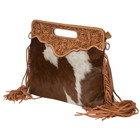 Tooling Leather Fringed Sling Cowhide Bag - Cali Fringe