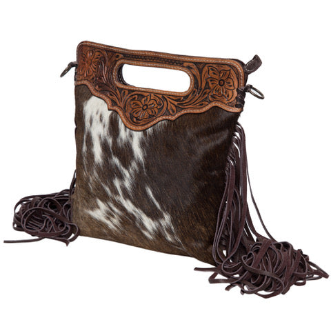 Tooling Leather Fringed Sling Cowhide Bag - Cali Fringe