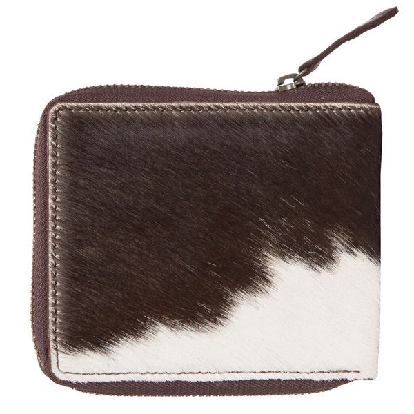 Cowhide Zippered Unisex Wallet