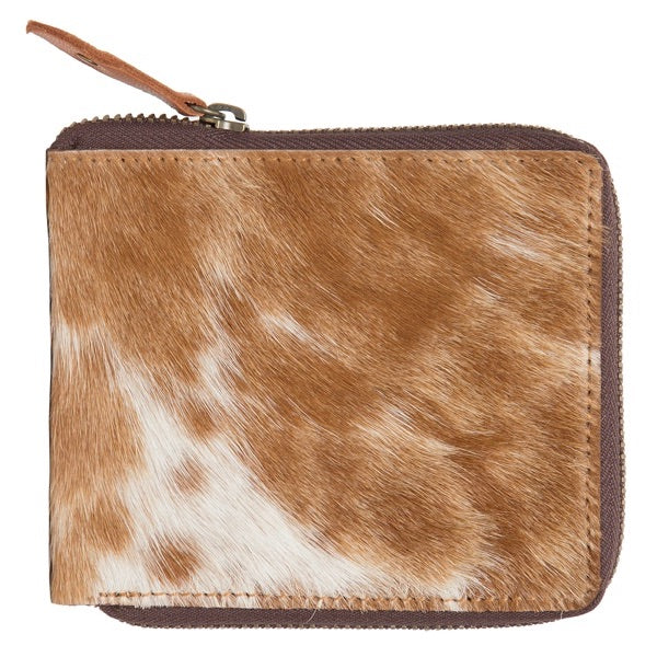 Cowhide Zippered Unisex Wallet