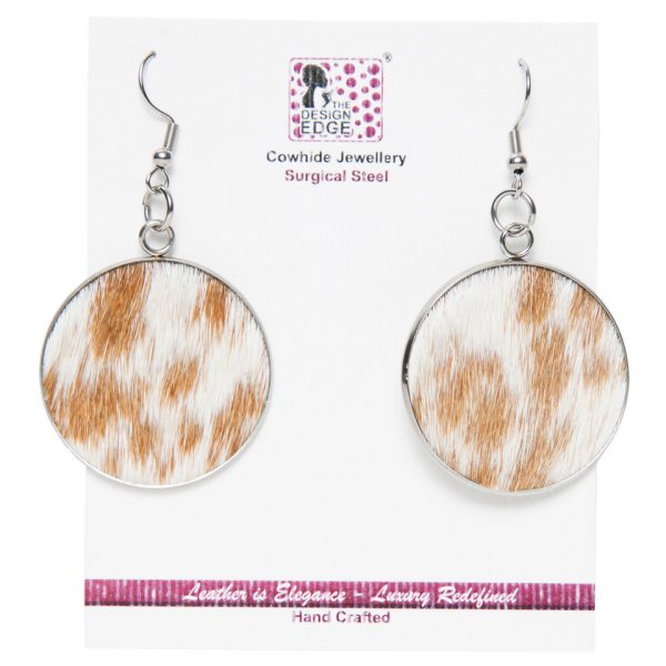 Cowhide Round Drop Earrings - Sudan