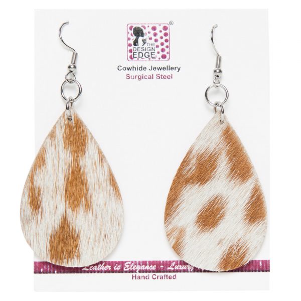 Cowhide Teardrop Earrings - Tanzania