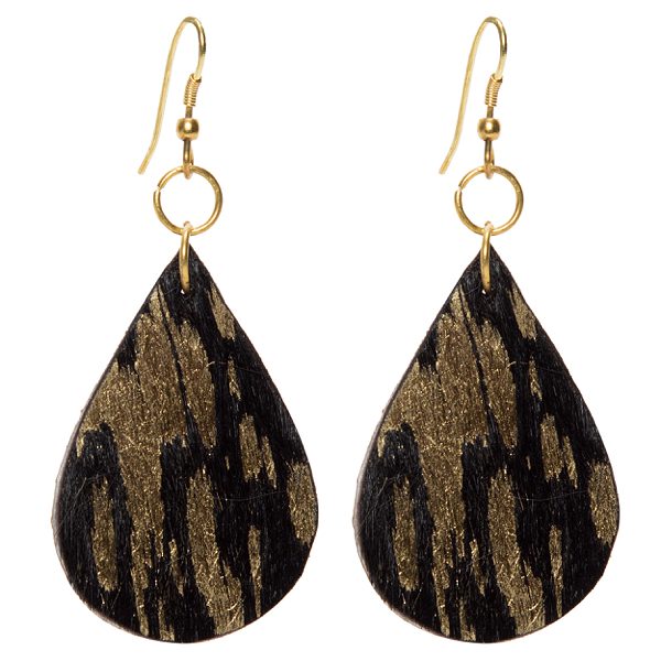 Cowhide Teardrop Earrings - Tanzania