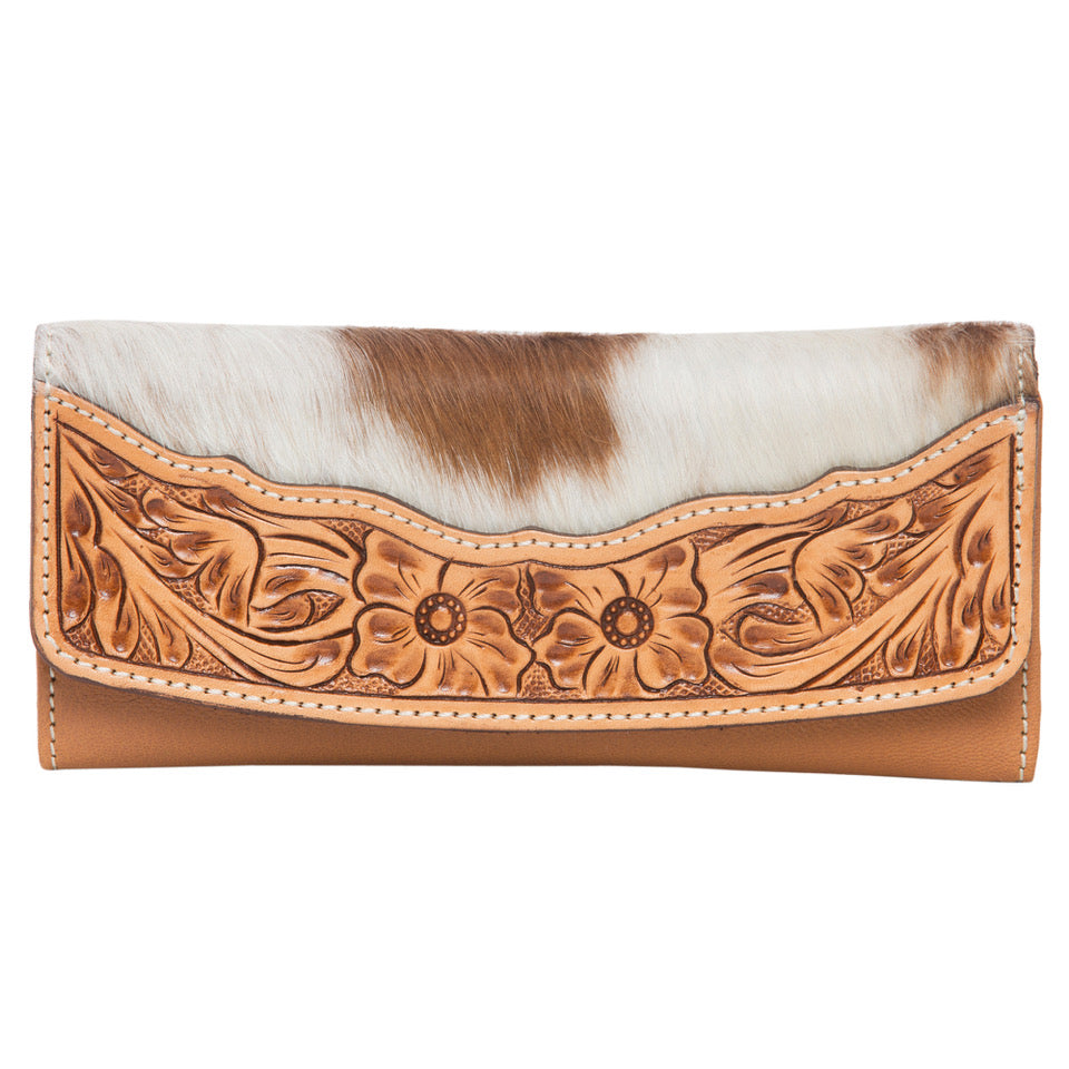 Tooling Leather Flap Cowhide Wallet - Oran